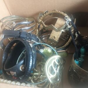 Mixed Bangle,Buckle, Stud, Cuff, Beaded, Faux Pearl Wear/Repair Bracelet Lot